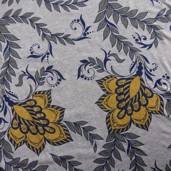 Lularoe Irma XXS Gray Navy Mustard Floral Lotus - Picture 2 of 3